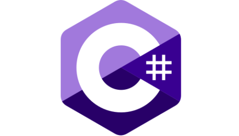 C Sharp Logo: Lila Hexagon mit C#.