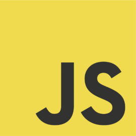 Gängiges Logo für JavaScript in schwarzer Schrift auf gelbem Hintergrund.