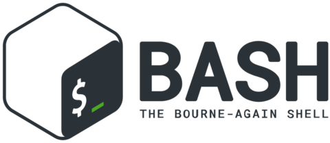 Logo der Bash-Shell: Ein stilisiertes Terminal-Symbol mit Dollarzeichen neben dem Schriftzug „Bash – The Bourne-Again Shell“.