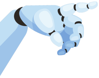 Roboterhand mit ausgestrecktem Finger.
